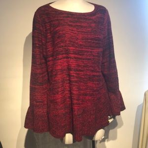 Red & black Sweater Bell Sleeves & Hem 2X